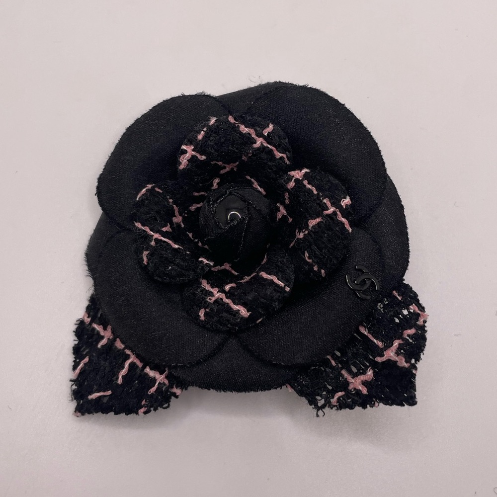 CHANEL Tweed Camellia Brooch